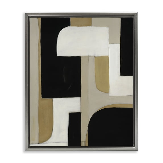 Stupell Industries Mid-Century Minimalist Geometrics in Neutrals Gray Floating Frame Canvas Art, 25 x 31, by Kippi Leonard