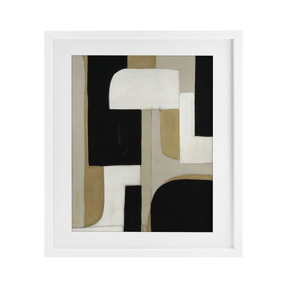 Stupell Industries Mid-Century Minimalist Geometrics in Neutrals White Framed Print Under Glass, 17 x 21, by Kippi Leonard
