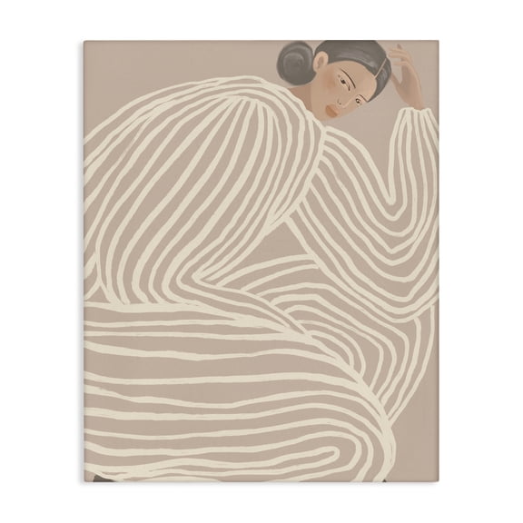 Stupell Industries Minimalist Lady in Stripes Canvas Wall Art design by Anna Lischenko, 20 x 16