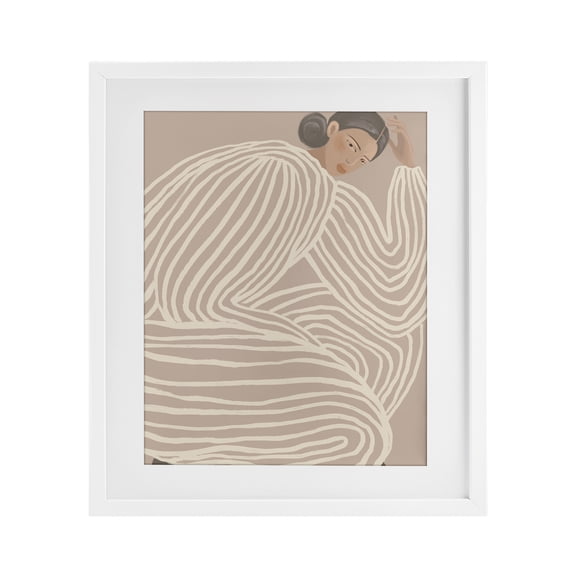 Stupell Industries Minimalist Lady in Stripes White Framed Print Under Glass design by Anna Lischenko, 21 x 17