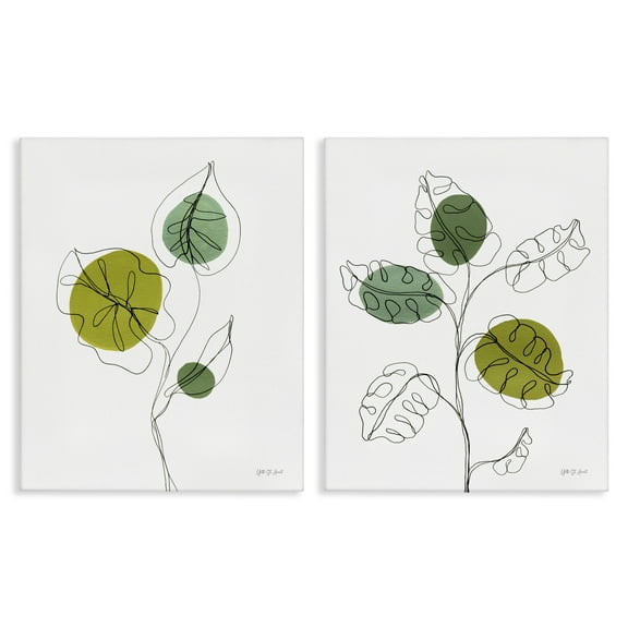 Stupell Industries Minimalist Line Monstera Plants Plants & Flowers Painting Wrapped Canvas Art Print Wall Art, 16 x 20, Set of 2