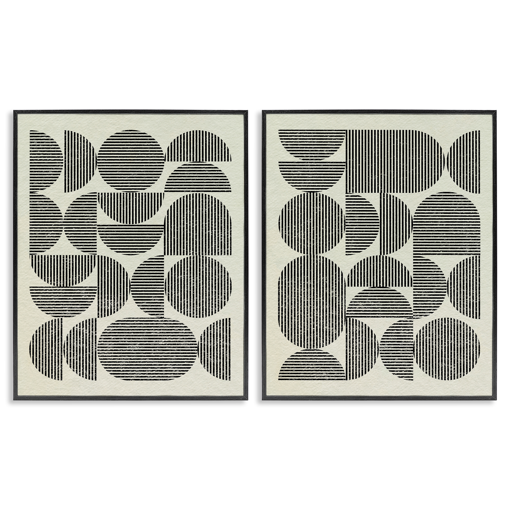Stupell Industries Minimalist Modern Geometric Abstract Painting Black Framed Art Print Wall Art, 11 x 14, Set of 2