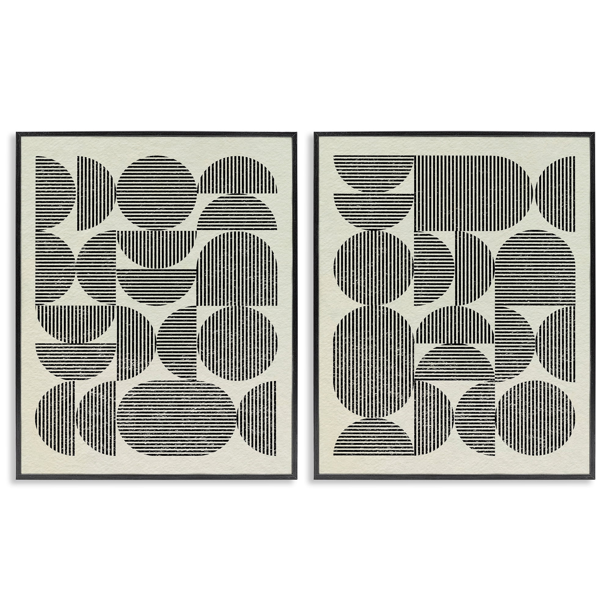 Stupell Industries Minimalist Modern Geometric Abstract Painting Black Framed Art Print Wall Art, 24 x 30, Set of 2