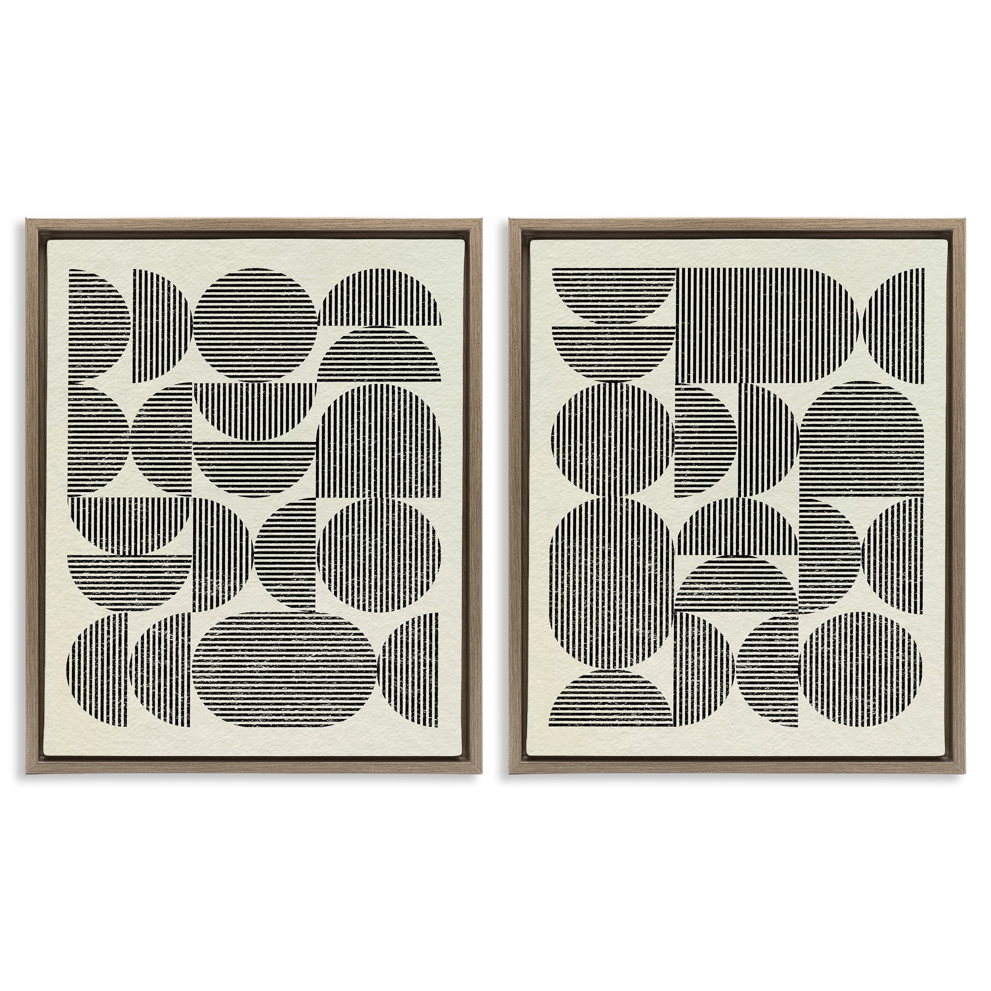 Stupell Industries Minimalist Modern Geometric Abstract Painting Brown Floater Framed Canvas Art Print Wall Art, 31 x 25, Set of 2
