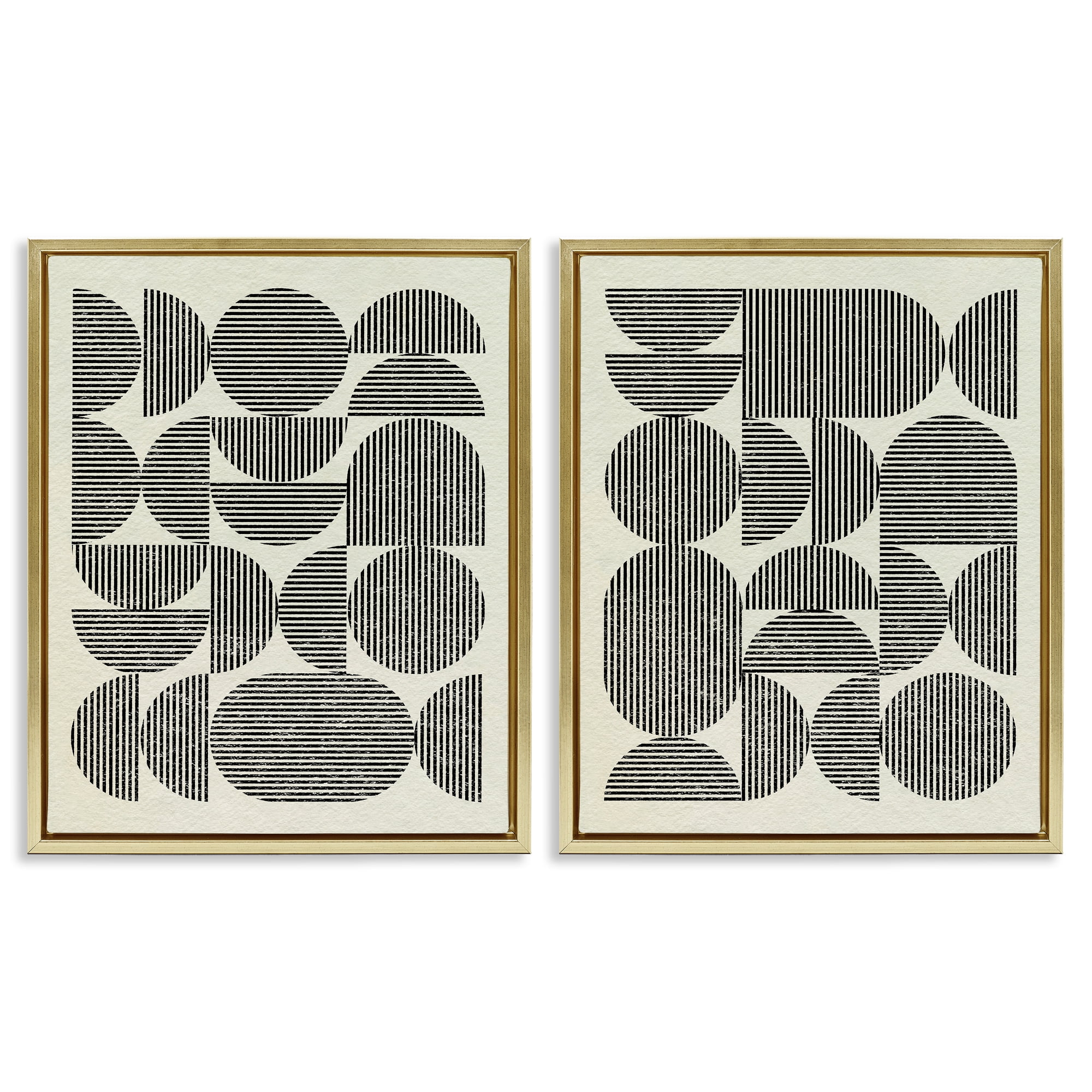 Stupell Industries Minimalist Modern Geometric Abstract Painting Gold Floater Framed Canvas Art Print Wall Art, 31 x 25, Set of 2