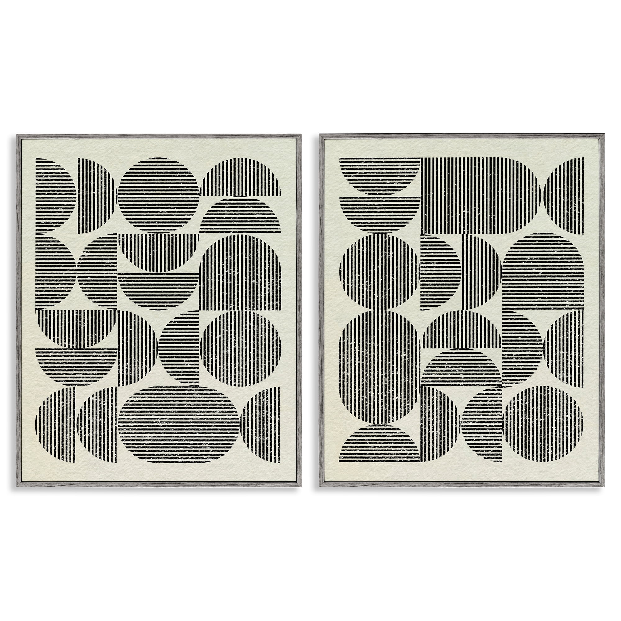 Stupell Industries Minimalist Modern Geometric Abstract Painting Gray Framed Art Print Wall Art, 16 x 20, Set of 2