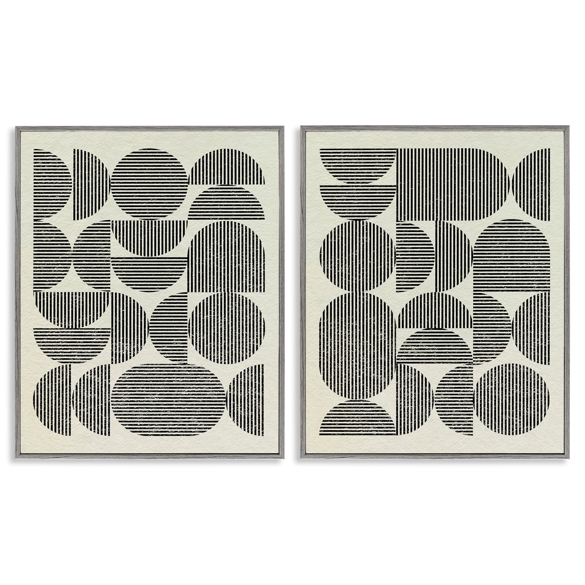 Stupell Industries Minimalist Modern Geometric Abstract Painting Gray Framed Art Print Wall Art, 24 x 30, Set of 2
