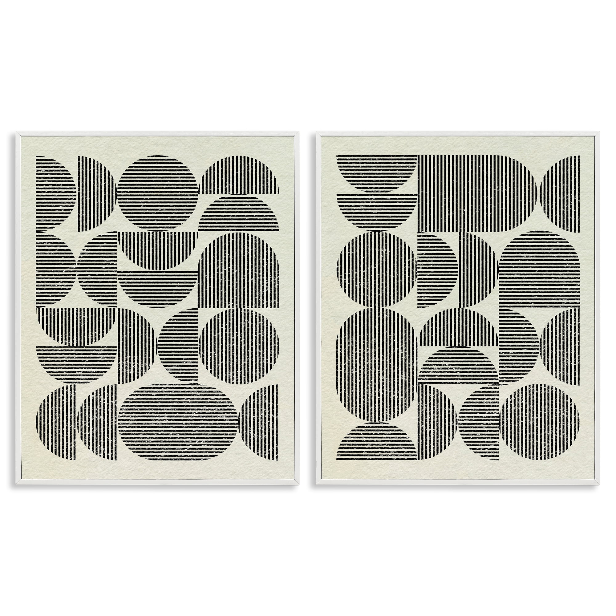 Stupell Industries Minimalist Modern Geometric Abstract Painting White Framed Art Print Wall Art, 16 x 20, Set of 2
