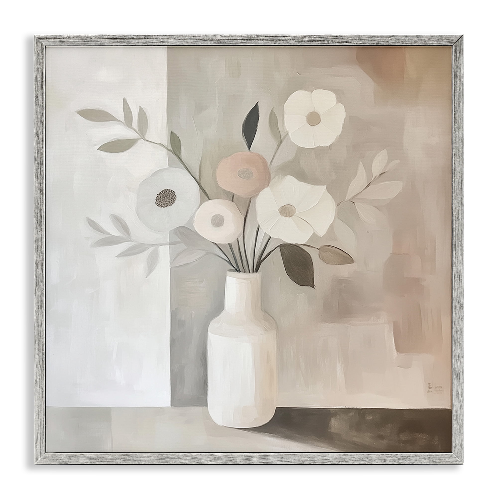 Stupell Industries Minimalist Muted Flower Vase Gray Framed Giclee Art, design by Heidi Kuntz