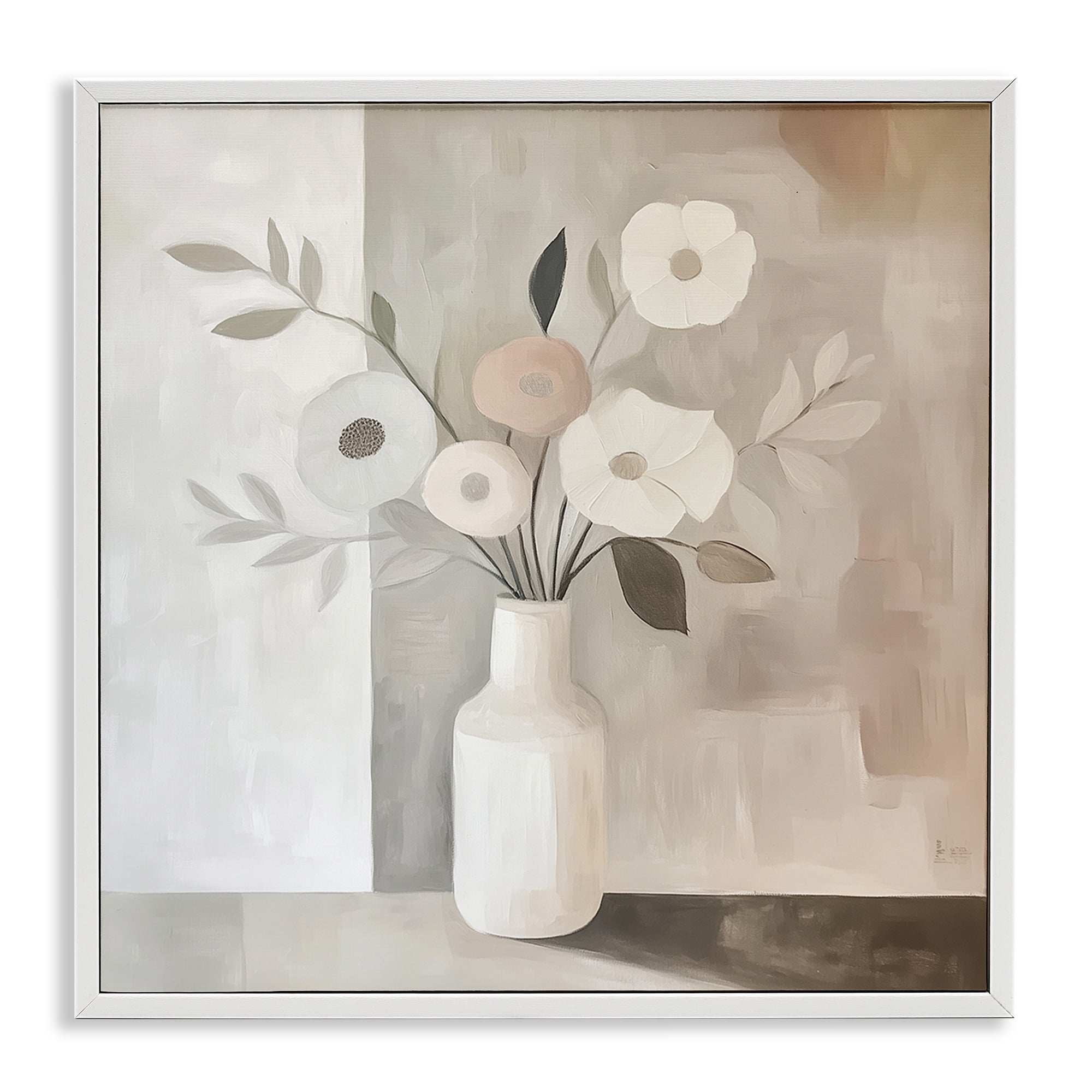 Stupell Industries Minimalist Muted Flower Vase White Framed Giclee Art, design by Heidi Kuntz
