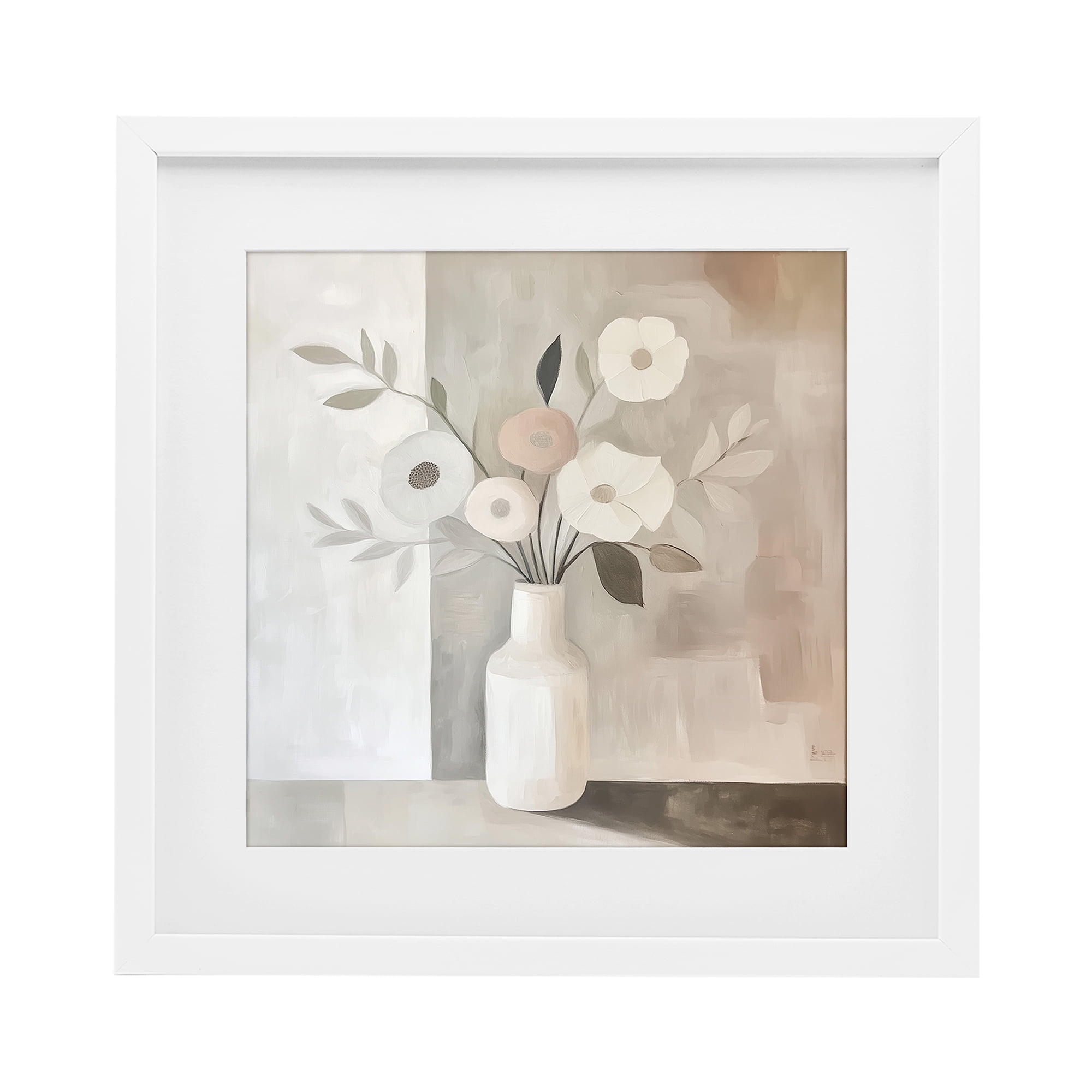 Stupell Industries Minimalist Muted Flower Vase White Framed Print Under Glass, design by Heidi Kuntz