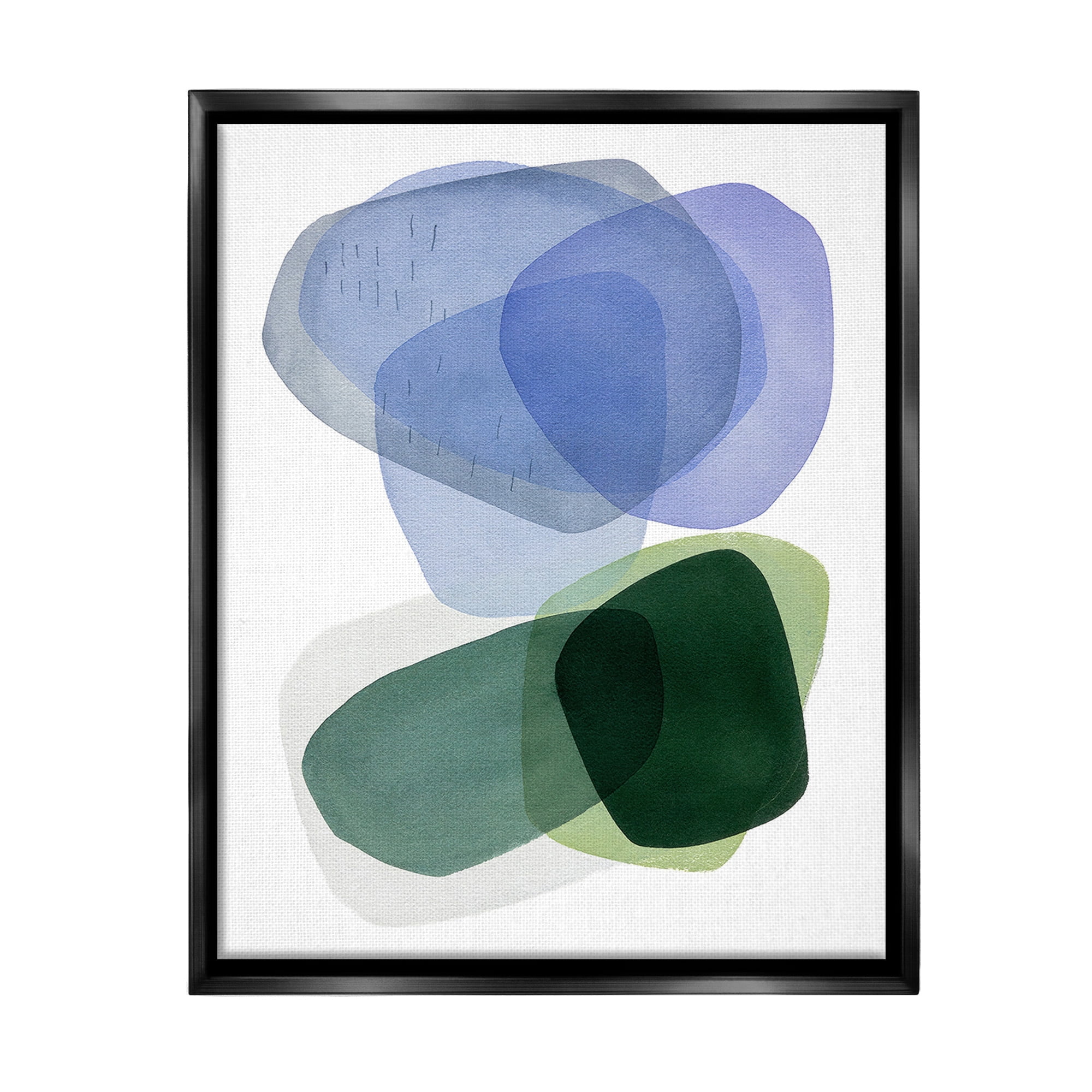 Stupell Industries Minimalist Opaque Shapes Abstract Painting Black Floater Framed Canvas Art Print Wall Art, 25 x 31