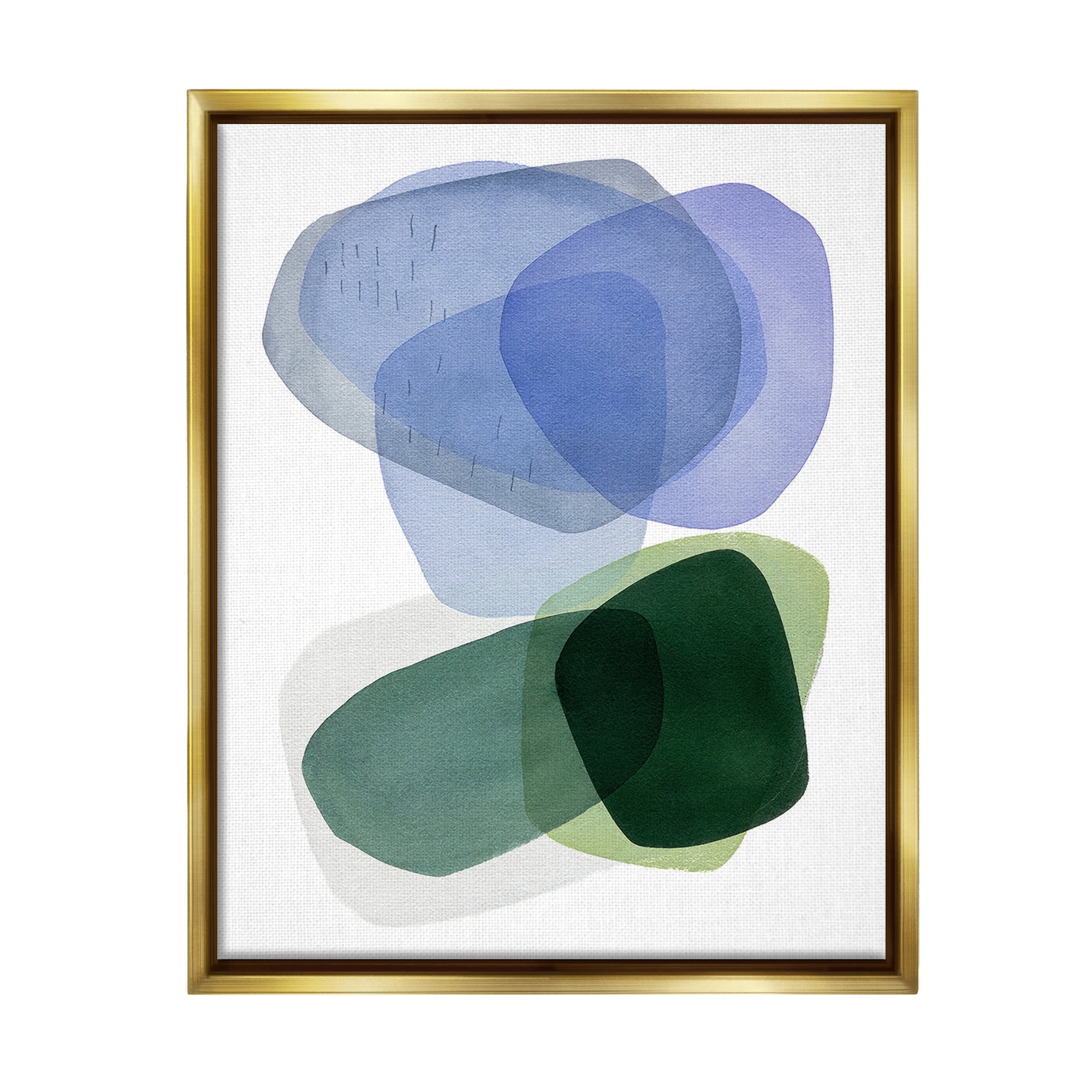 Stupell Industries Minimalist Opaque Shapes Abstract Painting Gold Floater Framed Canvas Art Print Wall Art, 25 x 31