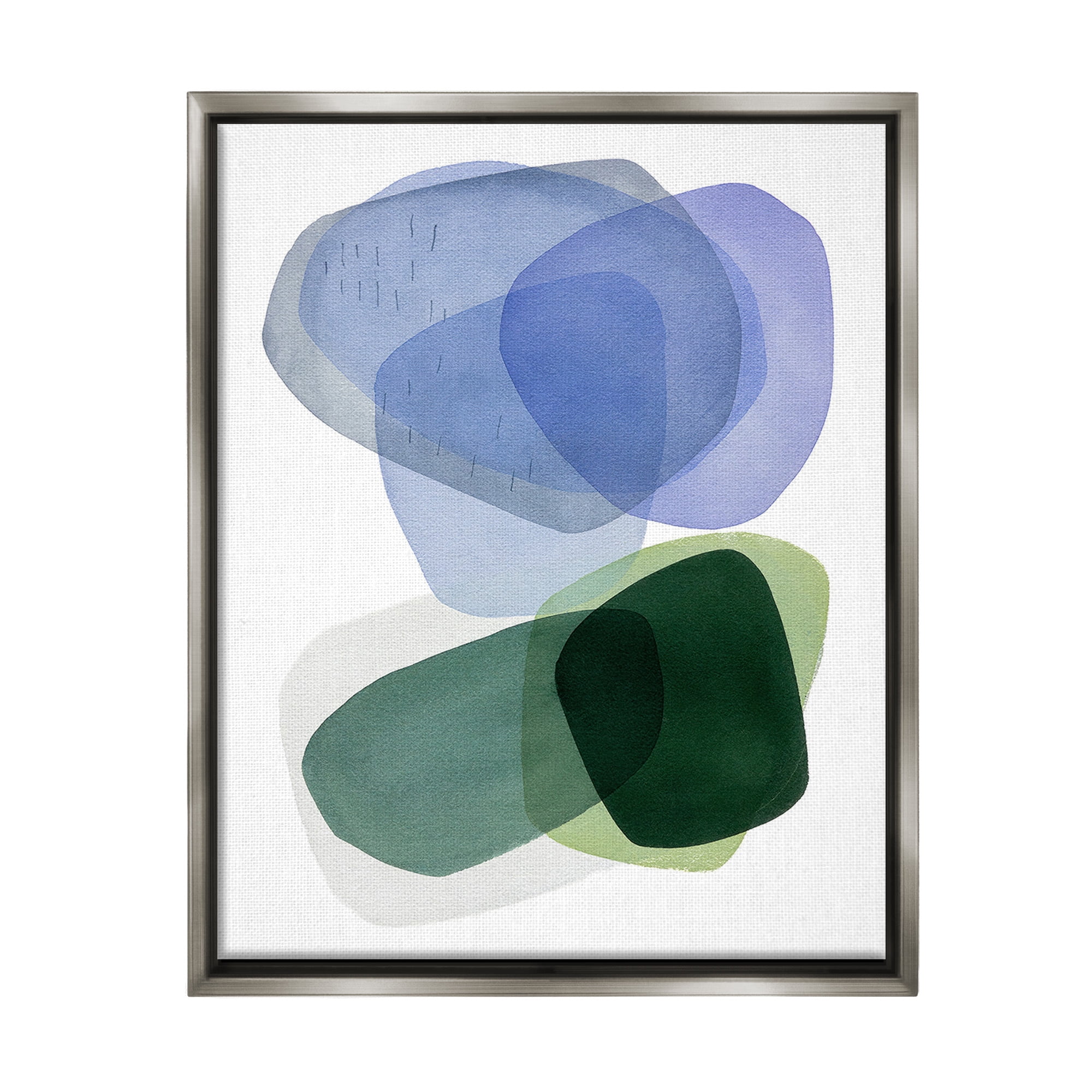 Stupell Industries Minimalist Opaque Shapes Abstract Painting Gray Floater Framed Canvas Art Print Wall Art, 25 x 31