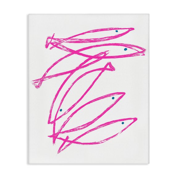 Stupell Industries Minimalist Pink Fish Canvas Wall Art design by Lil' Rue, 30 x 24