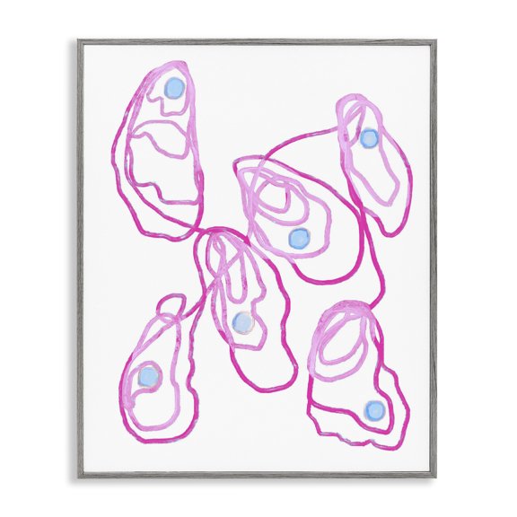 Stupell Industries Minimalist Pink Oysters Gray Framed Giclee Art design by Lil' Rue, 30 x 24