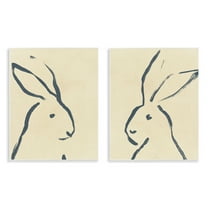 Stupell Industries Minimalist Rabbit Line Portrait Animals Drawing Unframed Art Print Wall Art, 11 x 14, Set of 2