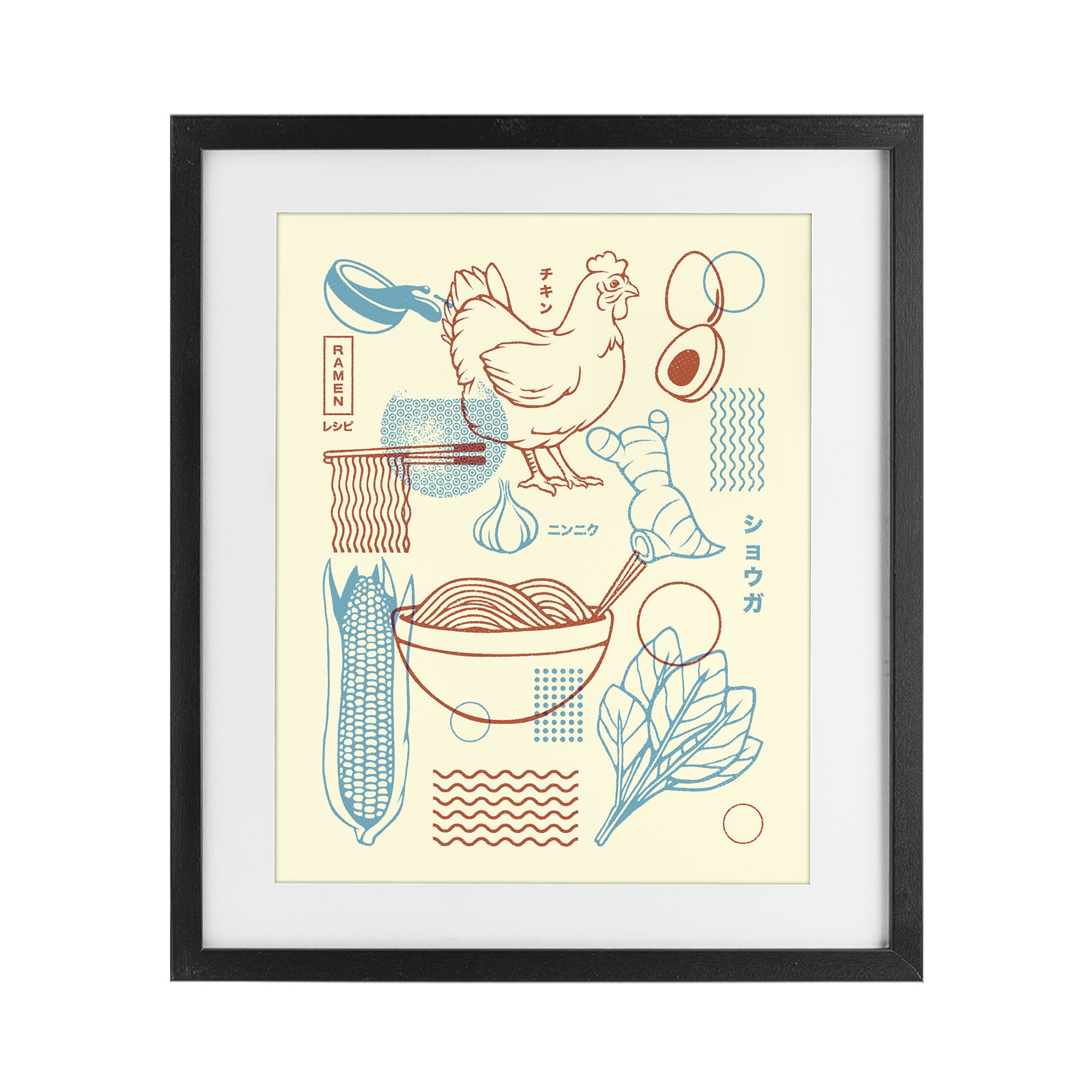 Stupell Industries Minimalist Ramen Ingredients Black Framed Print Under Glass, design by Tobe Fonseca