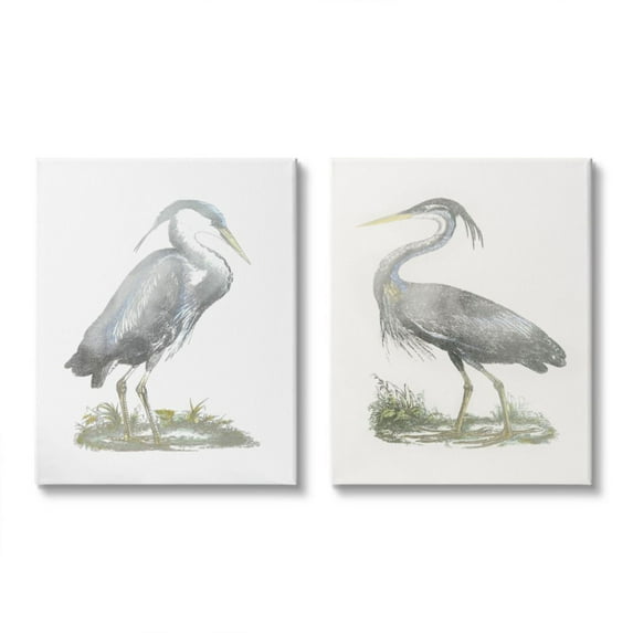 Stupell Industries Minimalist Vintage Cranes Marshland Birds Design by John Selby, 2 Piece, 24" x 30"