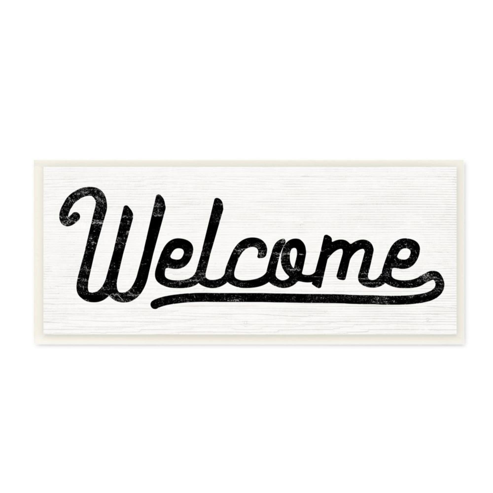 Rustic Black and White Wooden Welcome Wall Plaque