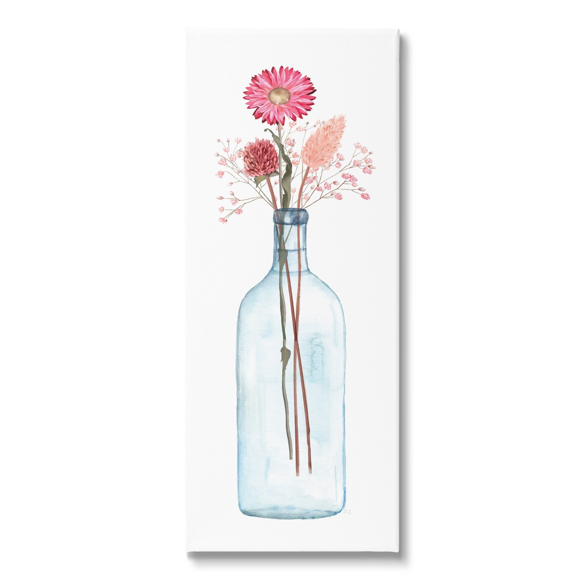 Stupell Industries Minimalistic Aster Flower Arrangement Glass Jar Simple Design Rustic Painting Gallery-Wrapped Canvas Print Wall Art, 20 x 48, Design by Susan Jill