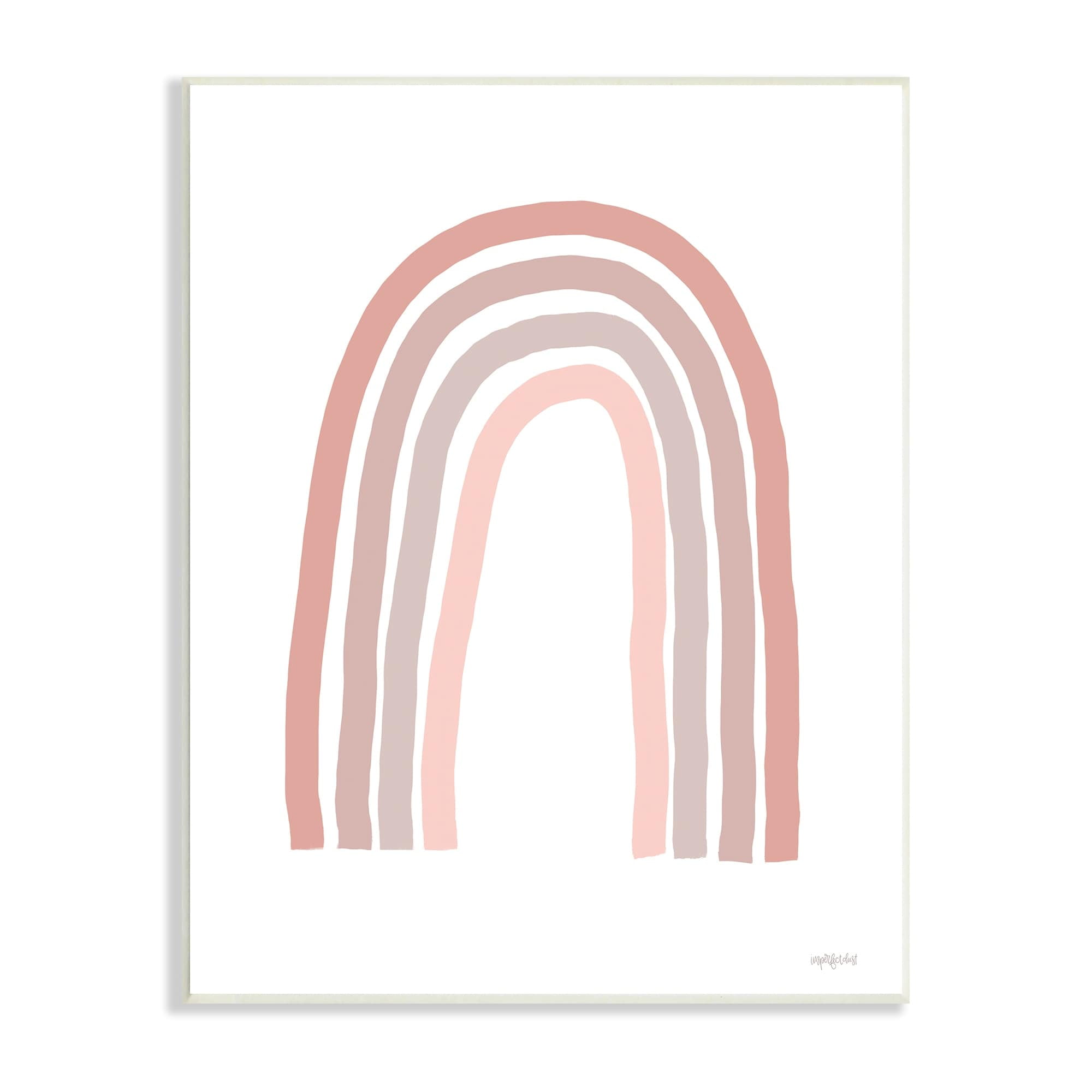 Stupell Industries Minimalistic Rainbow Drawing Quiet Pink Pastel Stripes,13 x 19, Design by Imperfect Dust