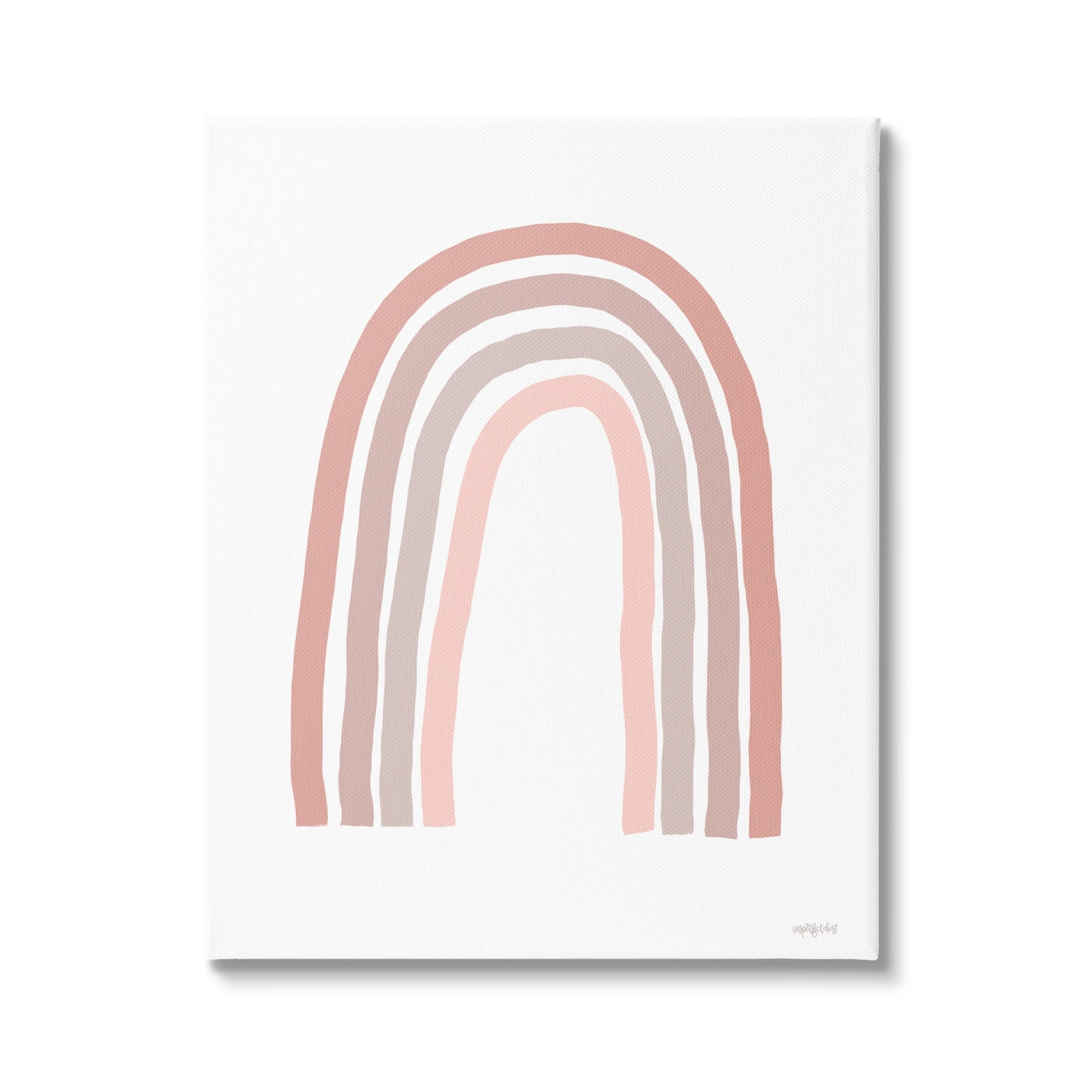 Minimalistic Rainbow Drawing Quiet Pink Pastel Stripes Abstract Graphic Art Gallery-Wrapped Canvas Print Wall Art