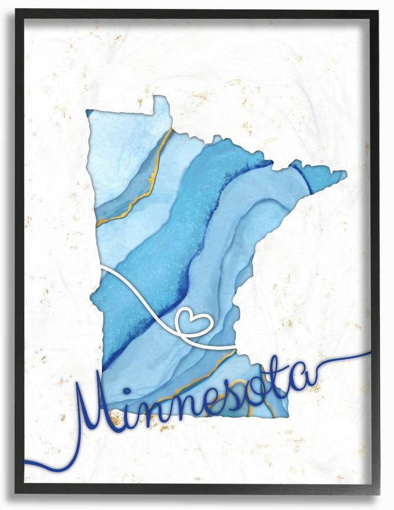 Stupell Industries Minnesota Agate Blue US State Design Framed Wall Art by Ziwei Li