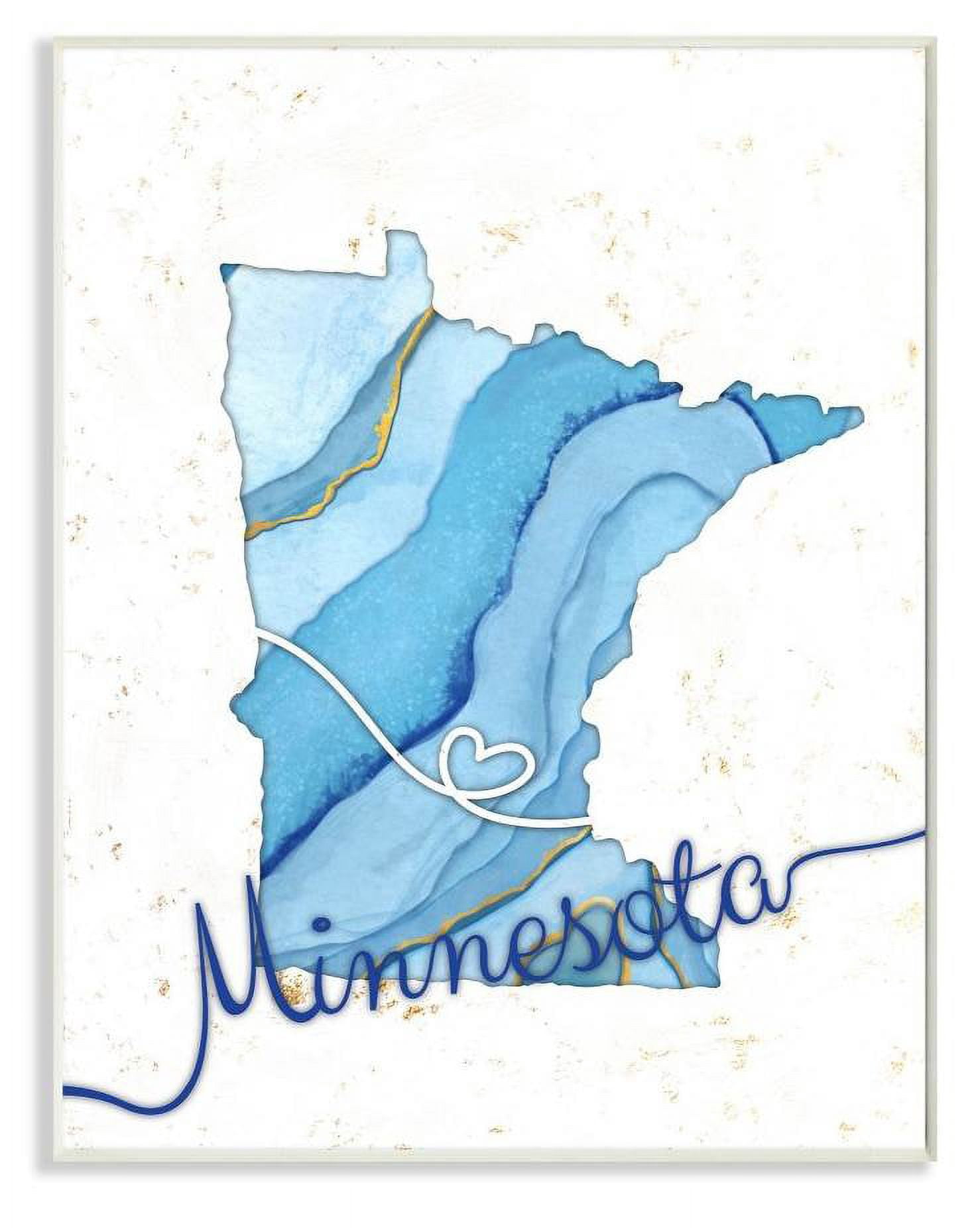 Stupell Industries Minnesota Agate Blue US State Design Wall Plaque by Ziwei Li