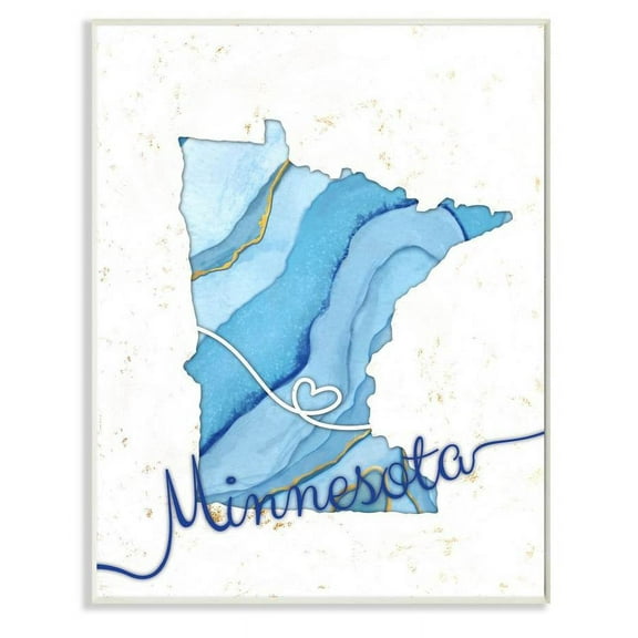 Stupell Industries Minnesota Agate Blue US State Design Wall Plaque by Ziwei Li