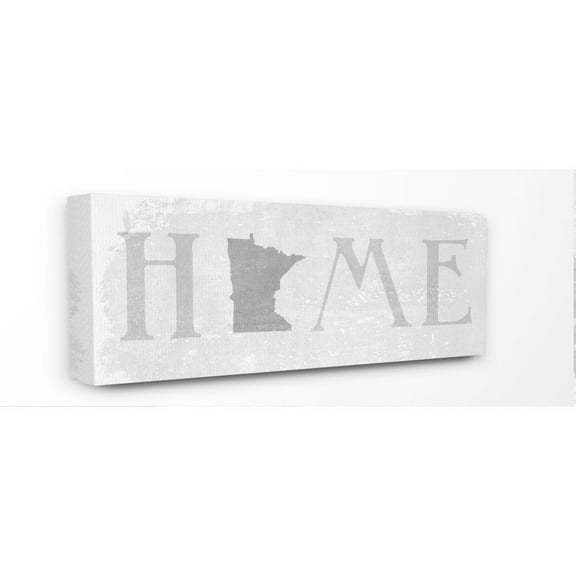 Stupell Industries Minnesota Home State Map Grey Neutral Textured Word Design Canvas Wall Art by Daphne Polselli
