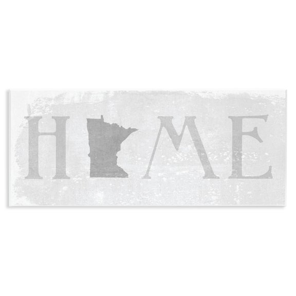 Stupell Industries Farmhouse Minnesota Home State Map Grey Neutral Textured Word Design Wall Plaque Art, 17 x 7, by Lil' Rue