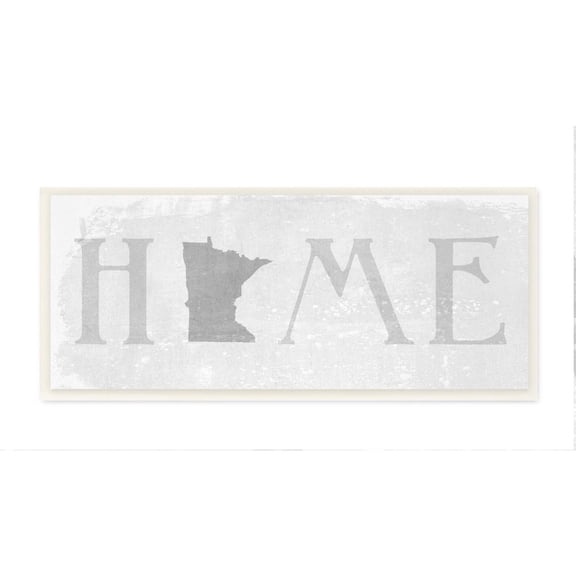 Stupell Industries Minnesota Home State Map Grey Neutral Textured Word Design Wall Plaque Art by Daphne Polselli