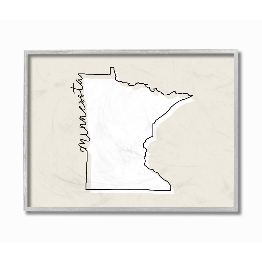 Stupell Industries Minnesota Home State Map Texturized Wooden ...