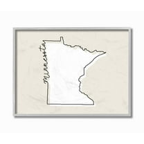Stupell Industries Minnesota Home State Map Neutral Print Design Gray Farmhouse Rustic Framed Giclee Texturized Art by Daphne Polselli