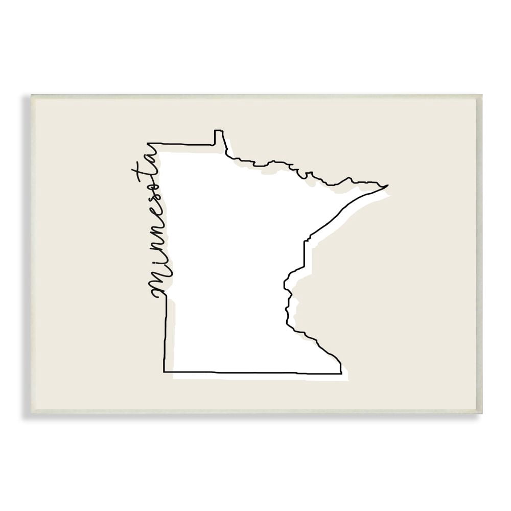 Stupell Industries Minnesota Home State Map Neutral Print Design Wall Plaque Art by Daphne Polselli