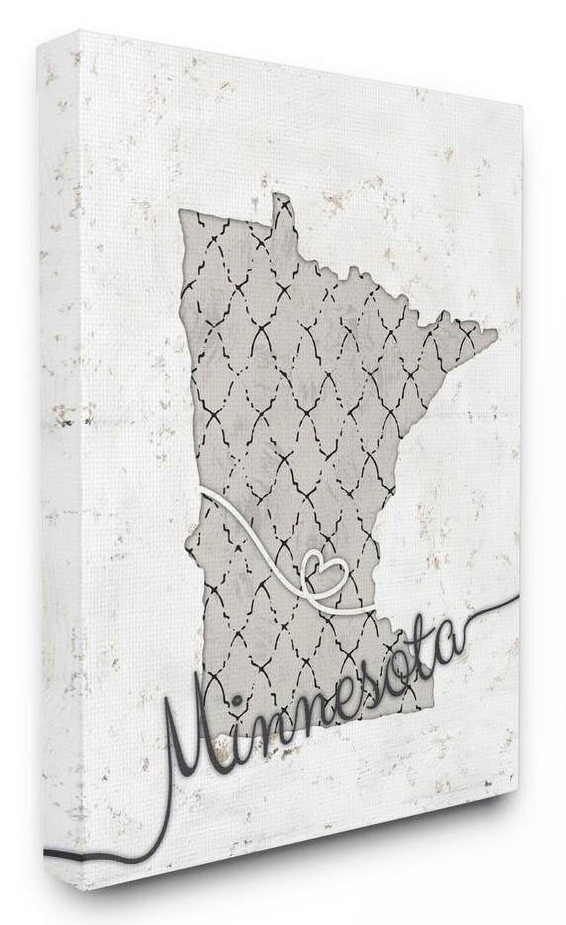 Stupell Industries Minnesota Patterned Grey US State Design Canvas Wall Art by Ziwei Li