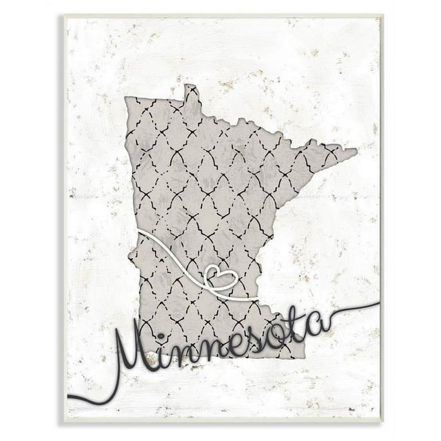 Stupell Industries Minnesota Patterned Grey US State Design Wall Plaque by Ziwei Li
