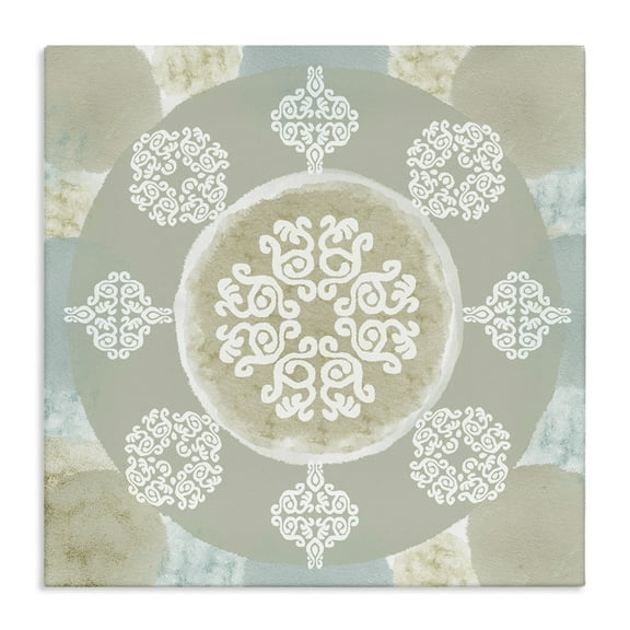 Stupell Industries Mint & Beige Mandala Abstract Painting Gallery Wrapped Canvas Art Print Wall Art, 17 x 17