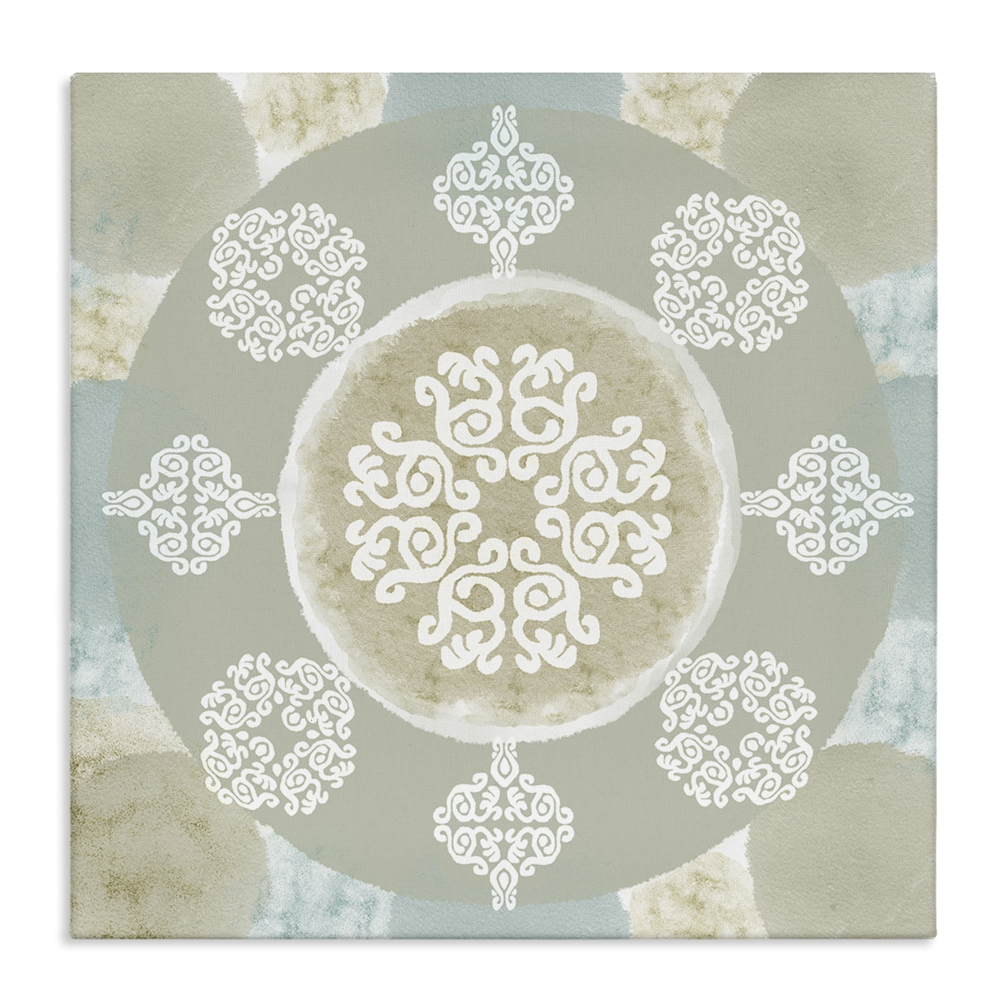 Stupell Industries Mint & Beige Mandala Abstract Painting Gallery Wrapped Canvas Art Print Wall Art, 36 x 36