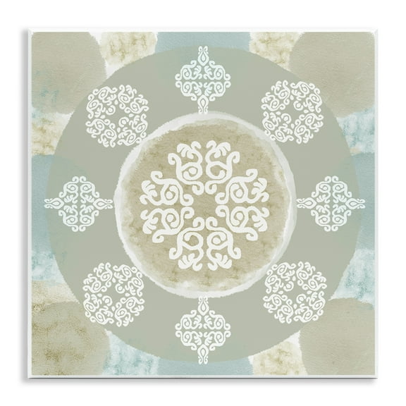 Stupell Industries Mint & Beige Mandala Abstract Painting Unframed Art Print Wall Art, 12 x 12
