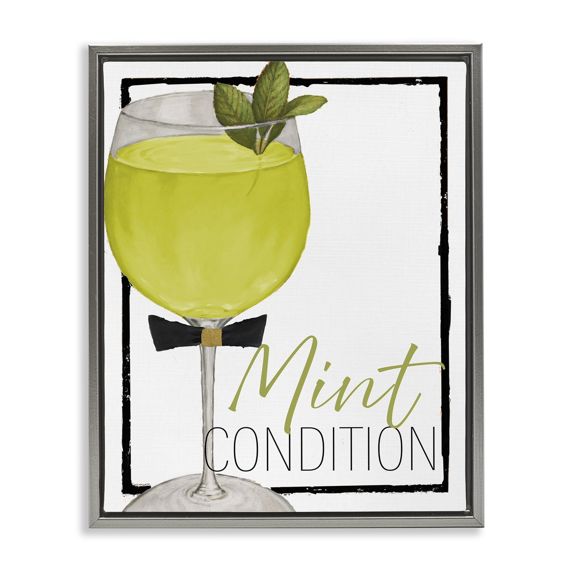 Stupell Industries Mint Condition Cocktail Gray Framed Floater Canvas Wall Art, design by Lorenzo Collective