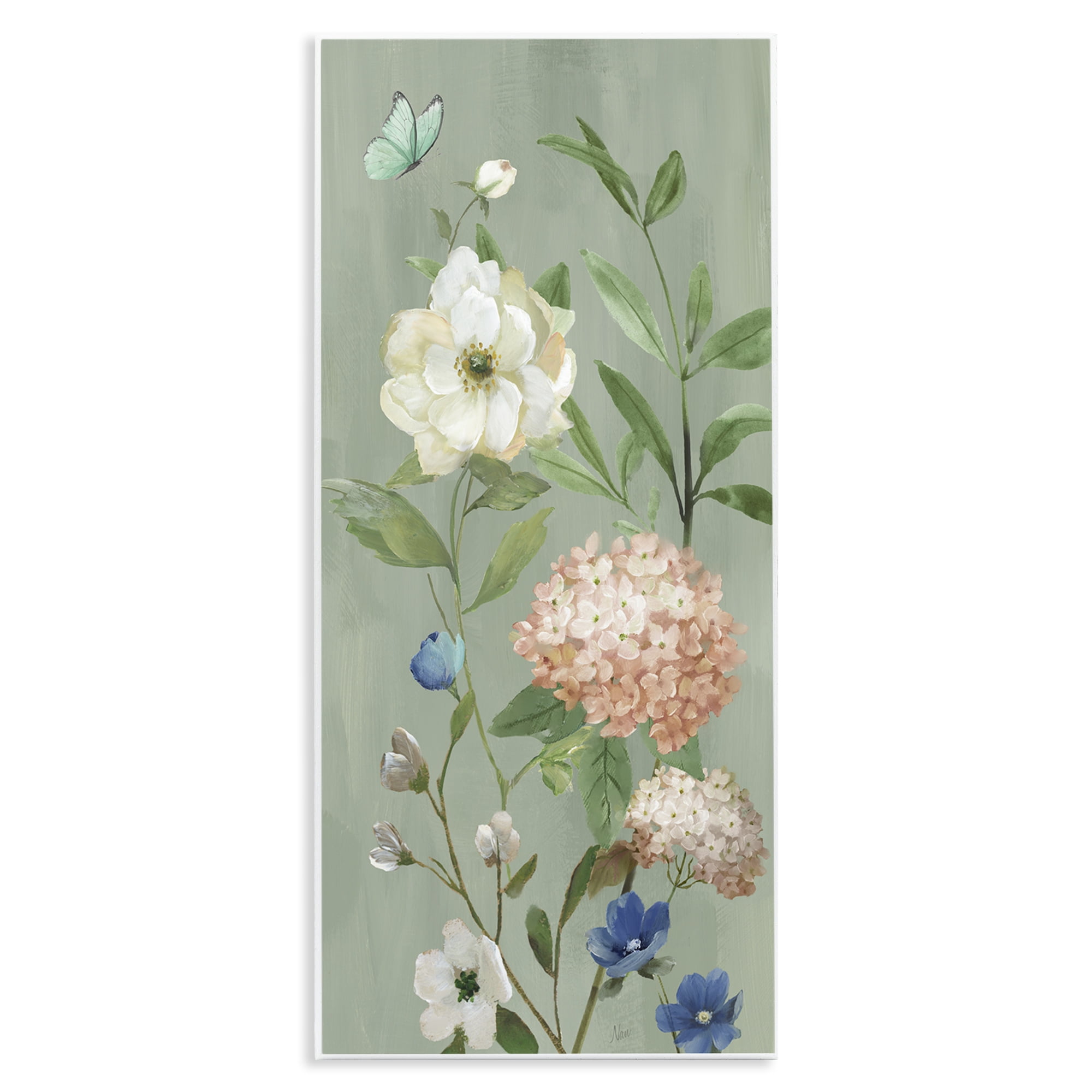 Stupell Industries Mint Floral Cluster & Butterfly Wall Plaque Art, design by Nan