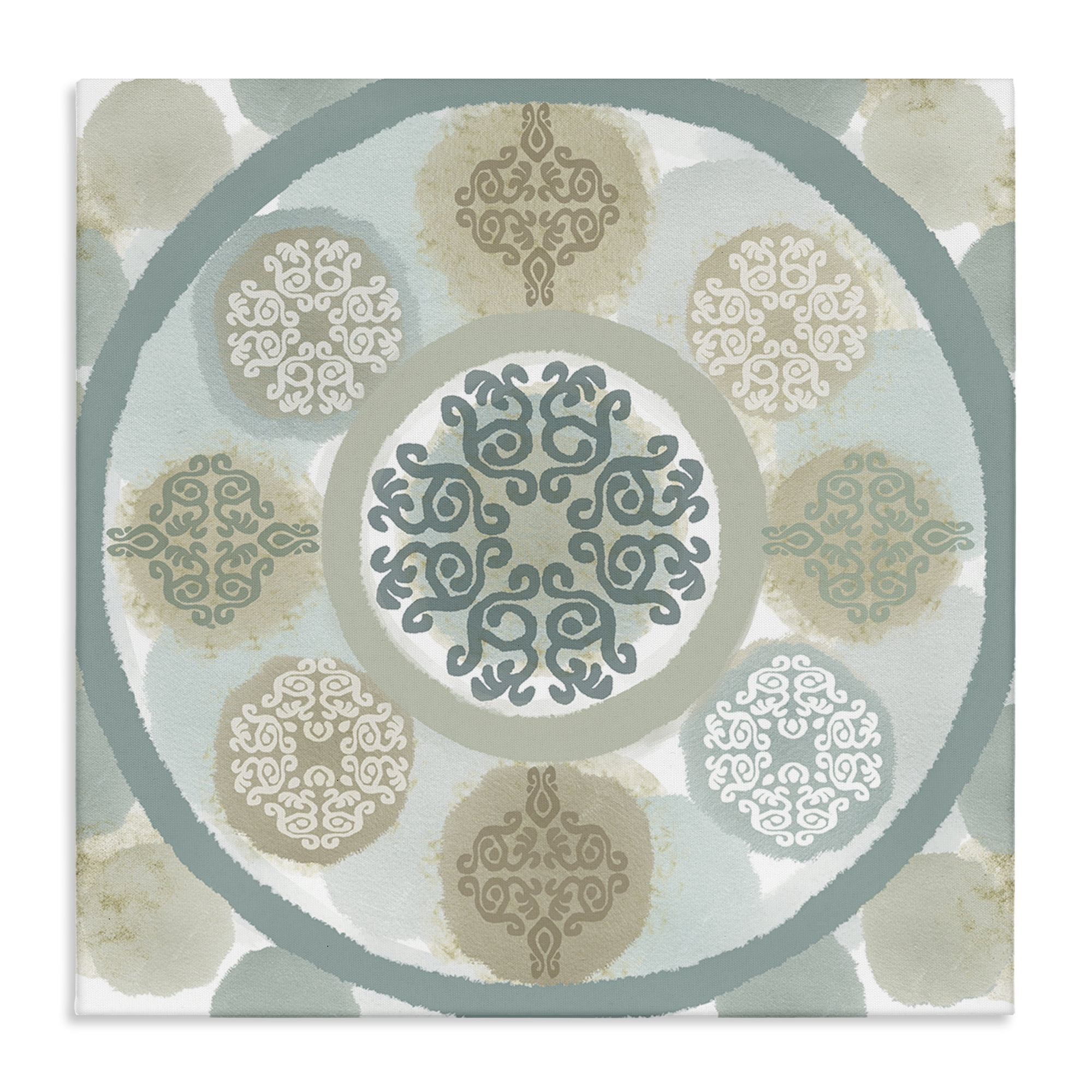 Stupell Industries Mint Mandala Fractals Abstract Painting Gallery Wrapped Canvas Art Print Wall Art, 36 x 36