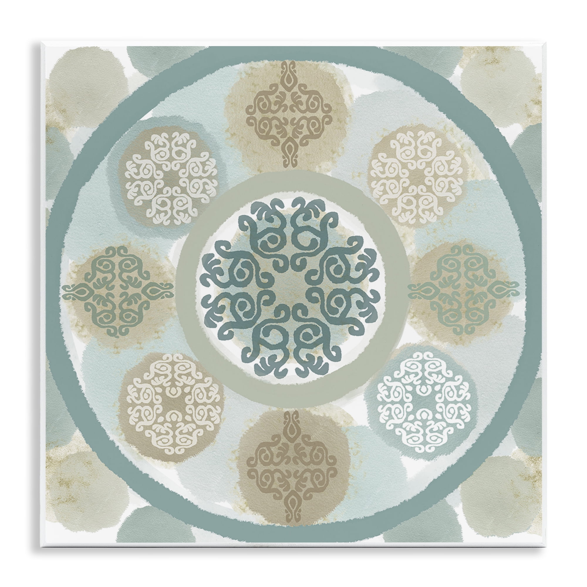 Stupell Industries Mint Mandala Fractals Abstract Painting Unframed Art Print Wall Art, 12 x 12