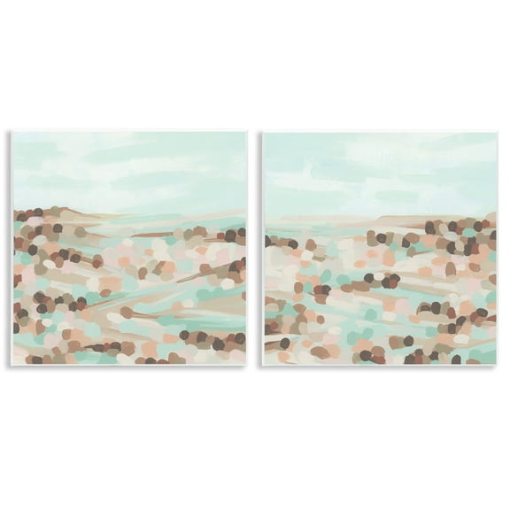 Stupell Industries Mint Pastel Abstract Vista Landscape & Nature Painting Unframed Art Print Wall Art, 12 x 12, Set of 2