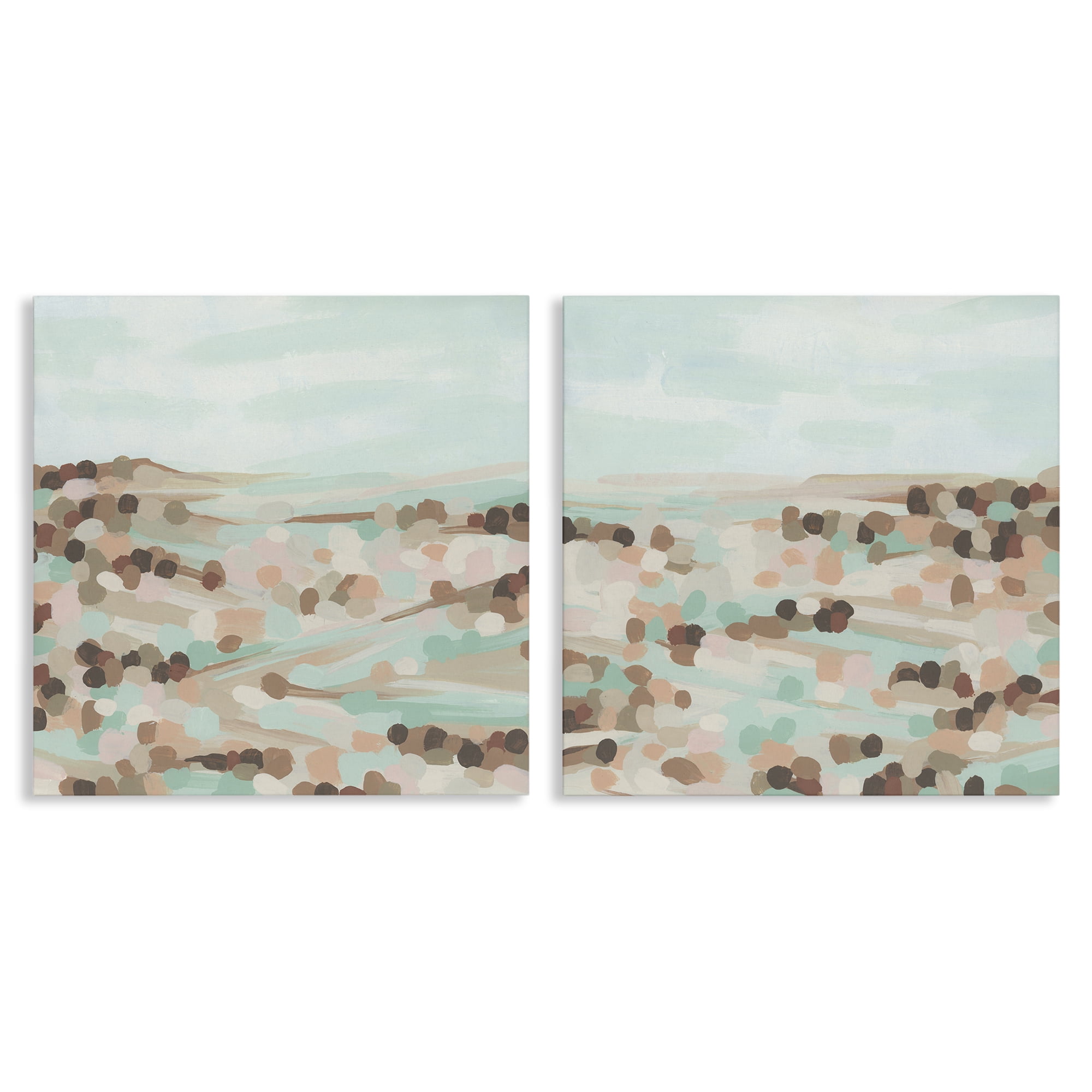 Stupell Industries Mint Pastel Abstract Vista Landscape & Nature Painting Wrapped Canvas Art Print Wall Art, 24 x 24, Set of 2