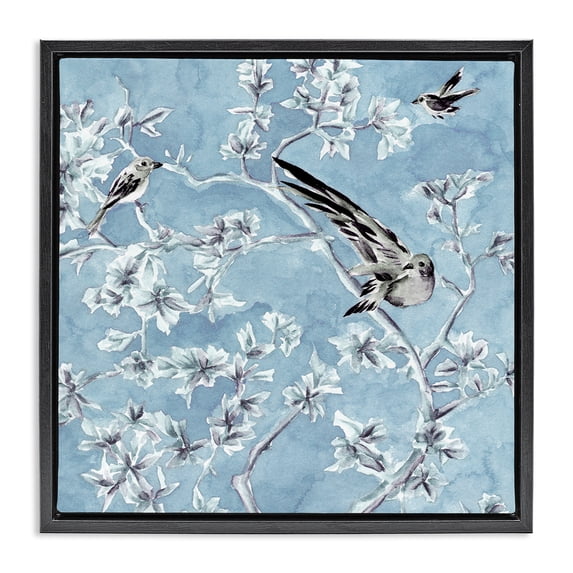 Stupell Industries Minted Serenity Bird Branches Animals Painting Black Floater Framed Canvas Art Print Wall Art, 18 x 18