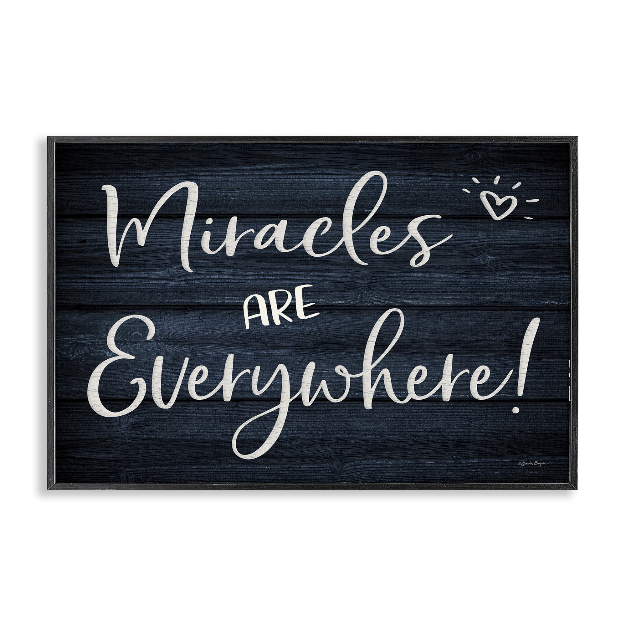 Stupell Industries Miracles Are Everywhere Text & Numbers Painting Black Framed Art Print Wall Art, 24 x 16