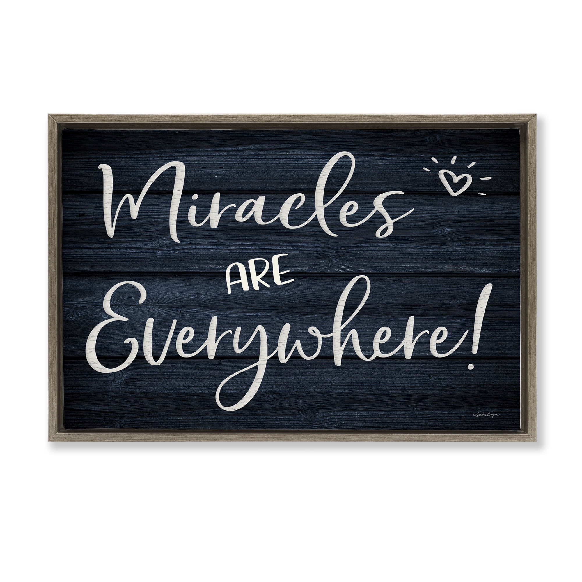 Stupell Industries Miracles Are Everywhere Text & Numbers Painting Brown Floater Framed Canvas Art Print Wall Art, 25 x 17
